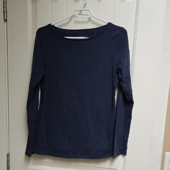 Company Ellen Tracy Large Basic Dark Navy Blue Long Sleeve Tee Shirt Stretchy - Picture 1 of 5